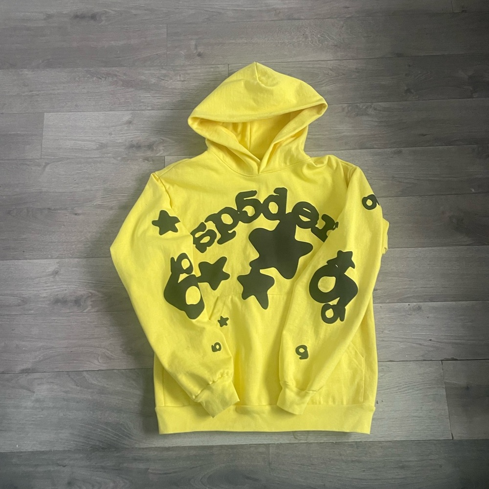 Yellow and black sp5der hoodie 100% authentic
